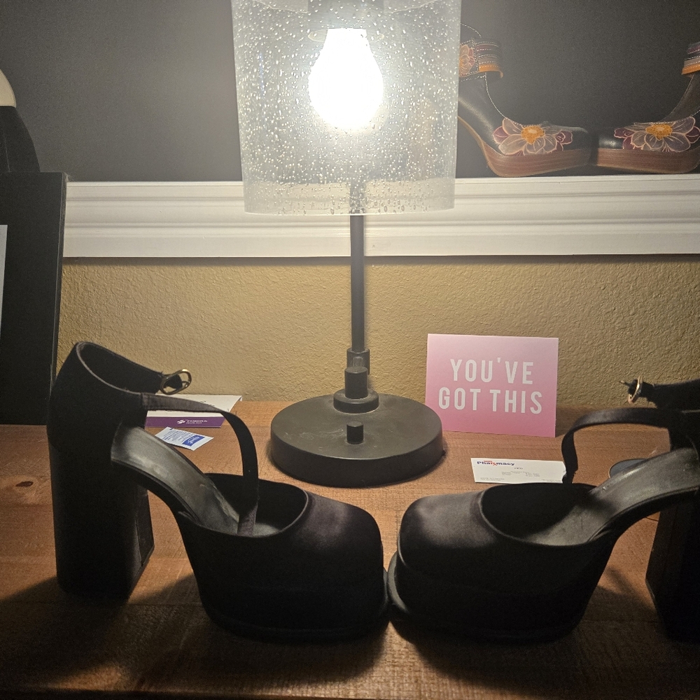 Black platform heel shoes